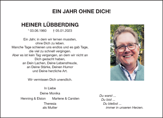 Anzeige von Heiner Lübberding von OM-Medien