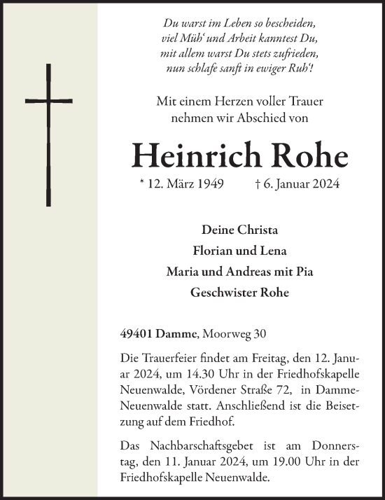 Anzeige von Heinrich Rohe von OM-Medien