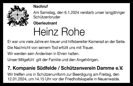Anzeige von Heinz Rohe von OM-Medien