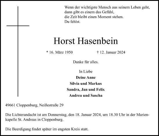 Anzeige von Horst Hasenbein von OM-Medien