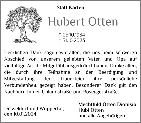 Anzeige von Hubert Otten von OM-Medien