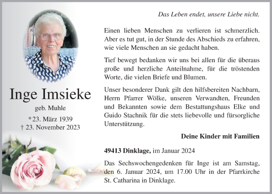Anzeige von Inge Imsieke von OM-Medien