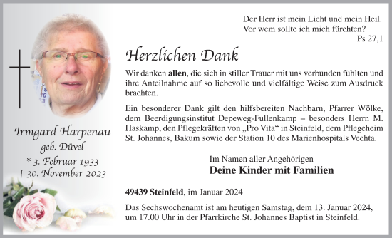 Anzeige von Irmgard Harpenau von OM-Medien