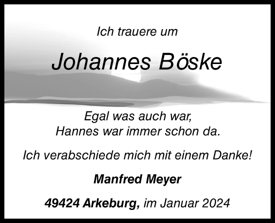 Anzeige von Johannes Böske von OM-Medien