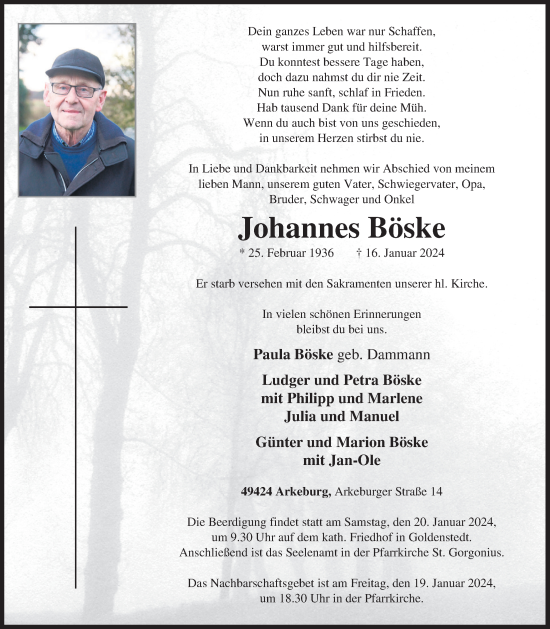 Anzeige von Johannes Böske von OM-Medien