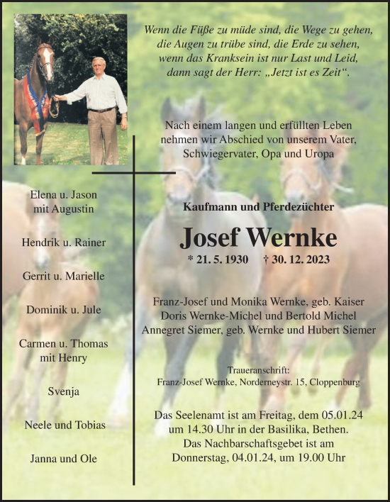 Anzeige von Josef Wernke von OM-Medien
