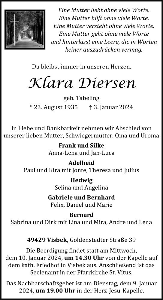 Anzeige von Klara Diersen von OM-Medien