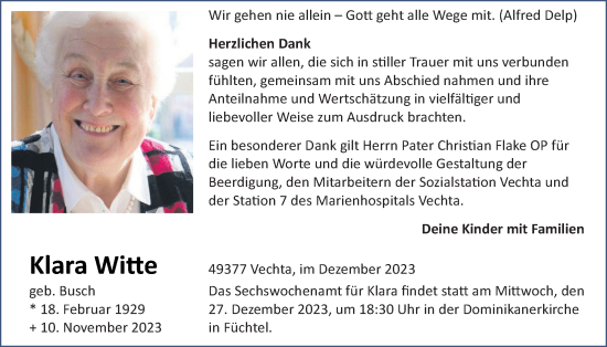 Anzeige von Klara Wite von OM-Medien