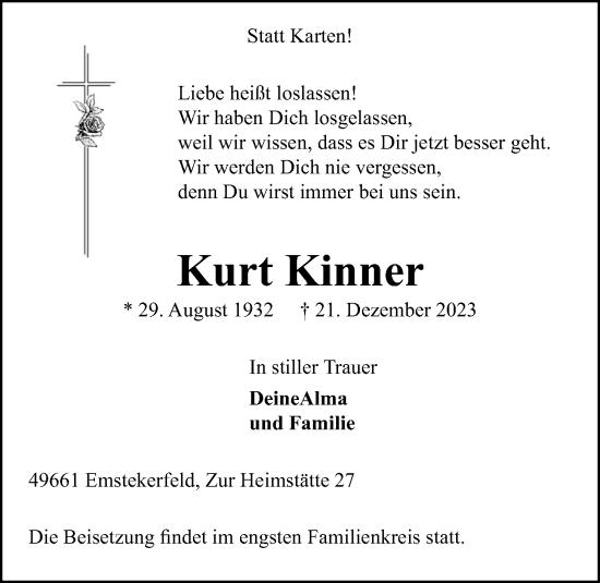 Anzeige von Kurt Kinner von OM-Medien