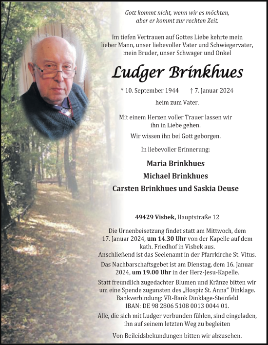 Anzeige von Ludger Brinkhues von OM-Medien