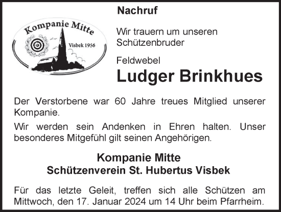 Anzeige von Ludger Brinkhues von OM-Medien