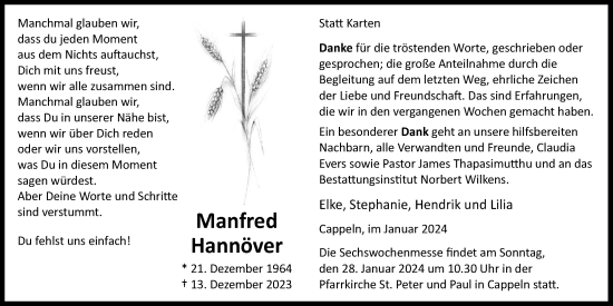 Anzeige von Manfred Hannöver von OM-Medien