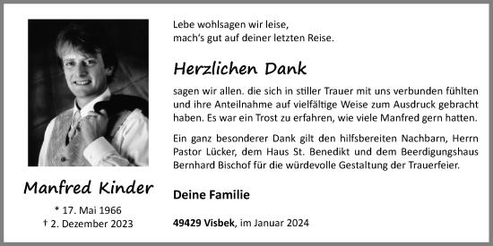 Anzeige von Manfred Kinder von OM-Medien