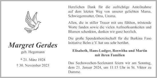 Anzeige von Margret Gerdes von OM-Medien