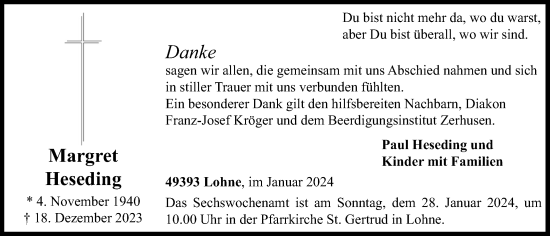 Anzeige von Margret Heseding von OM-Medien
