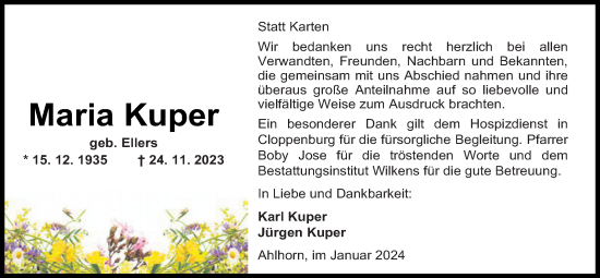 Anzeige von Maria Kuper von OM-Medien