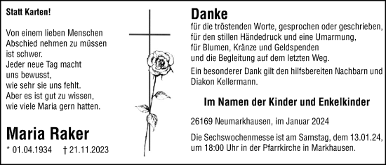 Anzeige von Maria Raker von OM-Medien