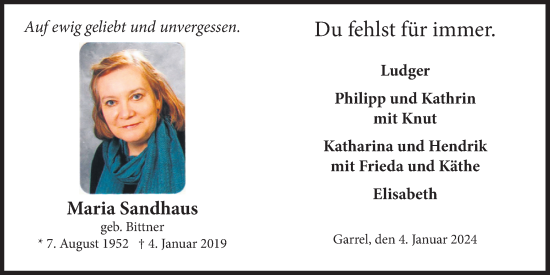 Anzeige von Maria Sandhaus von OM-Medien