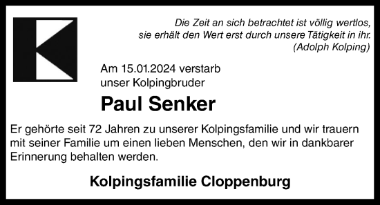 Anzeige von Paul Senker von OM-Medien