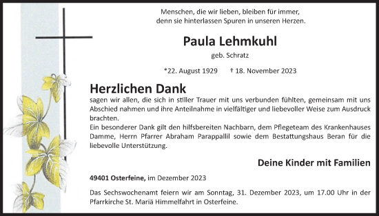 Anzeige von Paula Lehmkuhl von OM-Medien