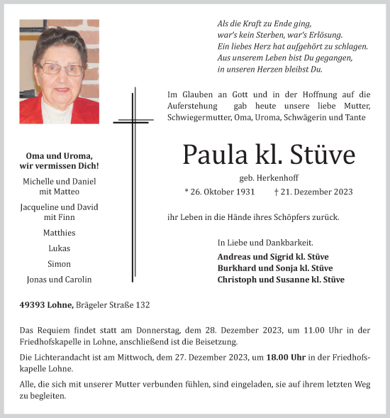 Anzeige von Paula Stüve von OM-Medien