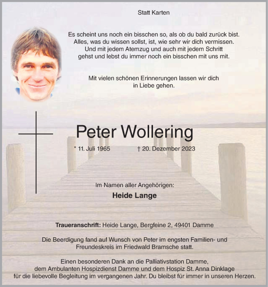 Anzeige von Peter Wollering von OM-Medien