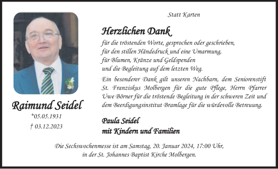 Anzeige von Raimund Seidel von OM-Medien