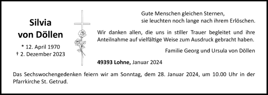 Anzeige von Silvia von Döllen von OM-Medien