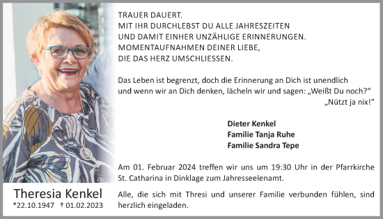 Anzeige von Theresia Kenkel von OM-Medien