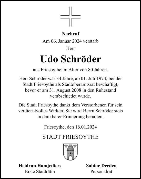Anzeige von Udo Schröder von OM-Medien