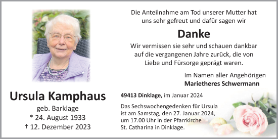 Anzeige von Ursula Kamphaus von OM-Medien