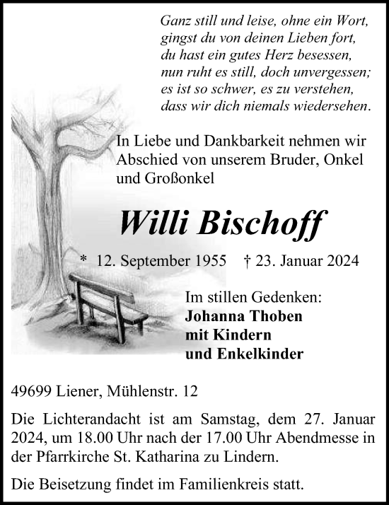 Anzeige von Willi Bischoff von OM-Medien