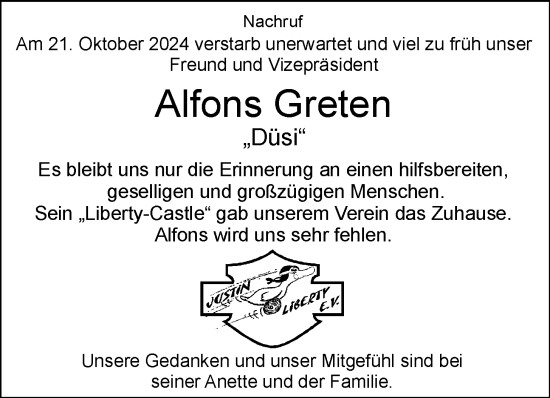 Anzeige von Alfonz Greten von OM-Medien