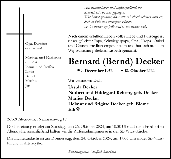 Anzeige von Bernard Decker von OM-Medien
