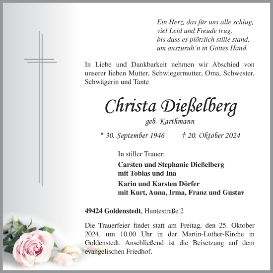 Anzeige von Christa Dießelberg von OM-Medien