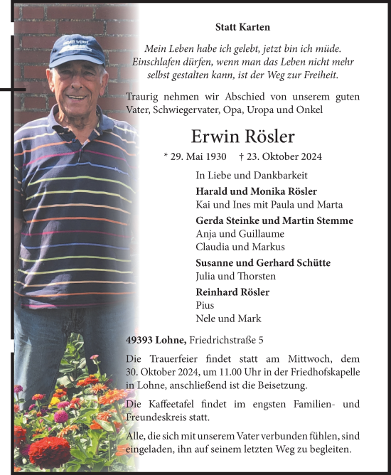 Anzeige von Erwin Rösler von OM-Medien