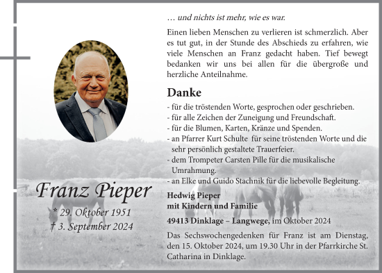 Anzeige von Franz Pieper von OM-Medien