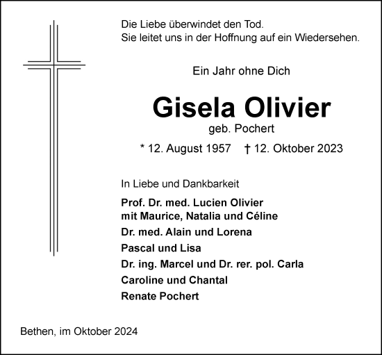 Anzeige von Gisela Olivier von OM-Medien