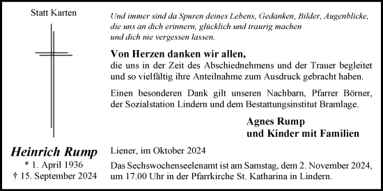 Anzeige von Heinrich Rump von OM-Medien