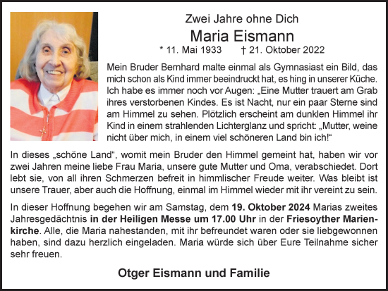 Anzeige von Maria Eismann von OM-Medien