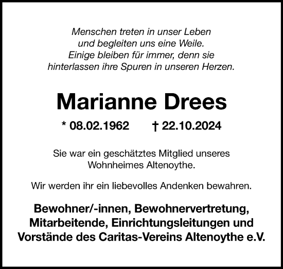 Anzeige von Marianne Drees von OM-Medien