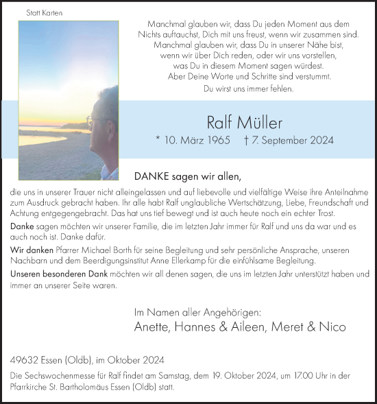 Anzeige von Ralf Müller von OM-Medien
