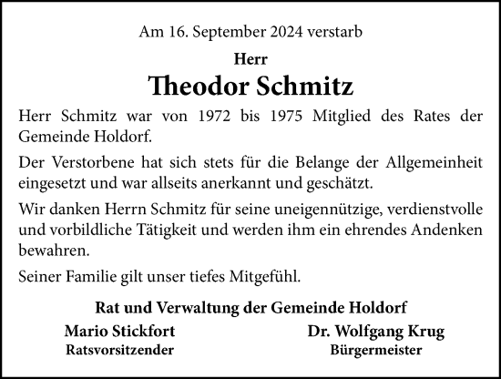 Anzeige von Theodor Schmitz von OM-Medien