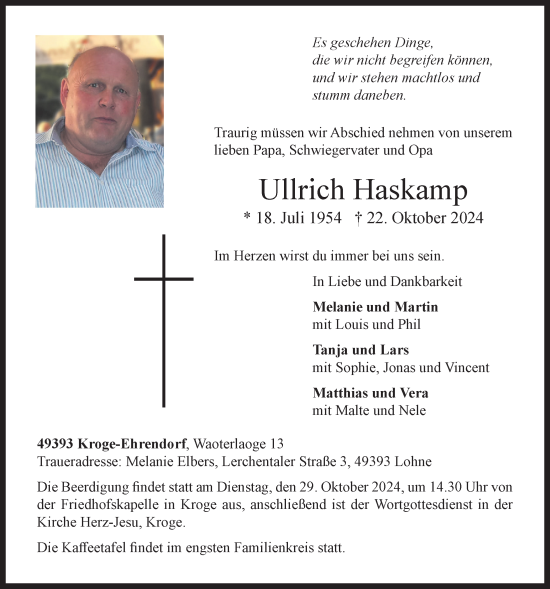 Anzeige von Ullrich Haskamp von OM-Medien