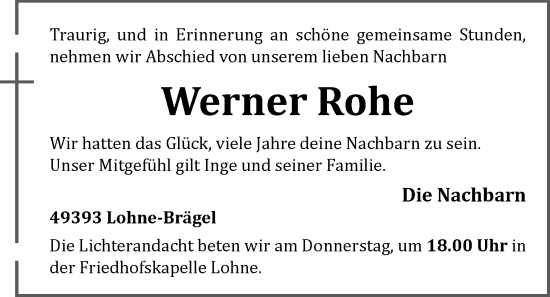 Anzeige von Werner Rohe von OM-Medien