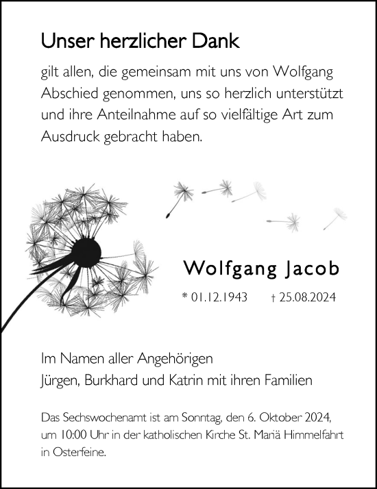 Anzeige von Wolfgang Jacob von OM-Medien