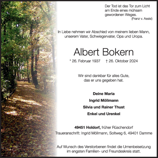 Anzeige von Albert Bokern von OM-Medien