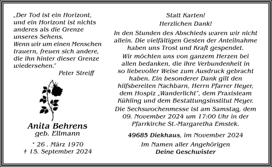 Anzeige von Anita Behrens von OM-Medien