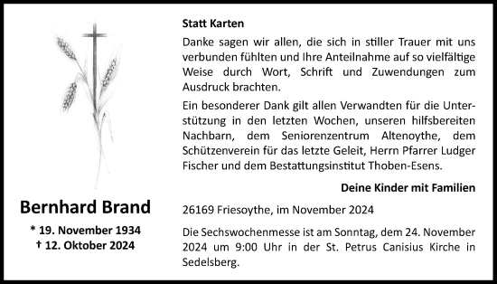 Anzeige von Bernhard Brand von OM-Medien