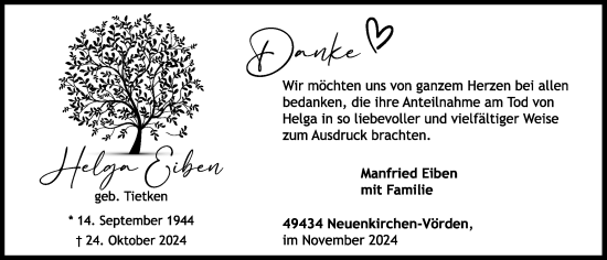 Anzeige von Helga Eiben von OM-Medien